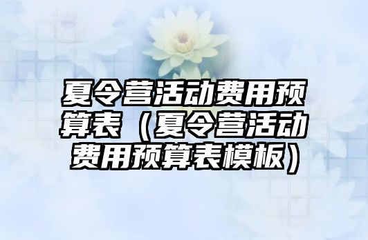 夏令營活動費用預算表（夏令營活動費用預算表模板）