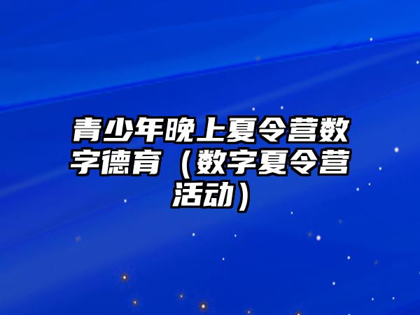 青少年晚上夏令營數字德育（數字夏令營活動）