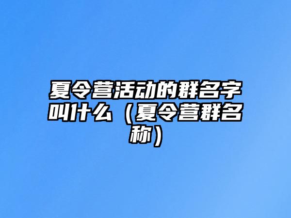 夏令營活動的群名字叫什么（夏令營群名稱）