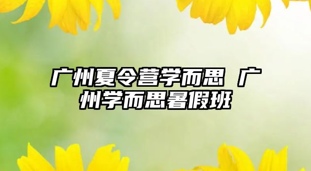 廣州夏令營學而思 廣州學而思暑假班