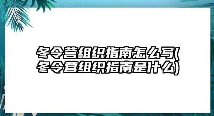 冬令營組織指南怎么寫(冬令營組織指南是什么)