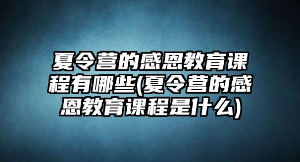 夏令營(yíng)的感恩教育課程有哪些(夏令營(yíng)的感恩教育課程是什么)