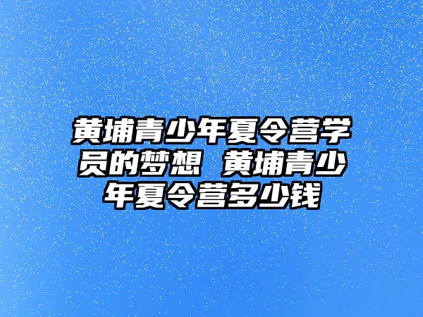 黃埔青少年夏令營學員的夢想 黃埔青少年夏令營多少錢