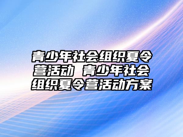 青少年社會組織夏令營活動 青少年社會組織夏令營活動方案