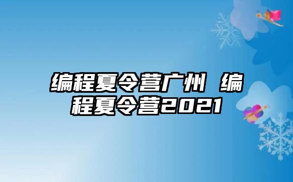 編程夏令營廣州 編程夏令營2021