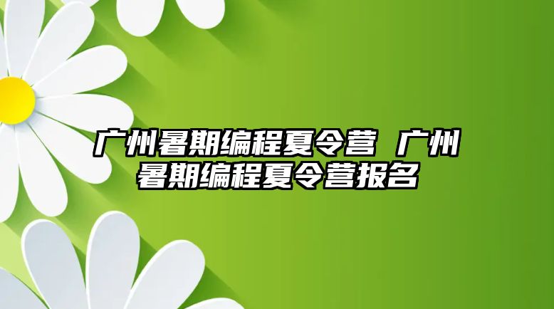 廣州暑期編程夏令營(yíng) 廣州暑期編程夏令營(yíng)報(bào)名