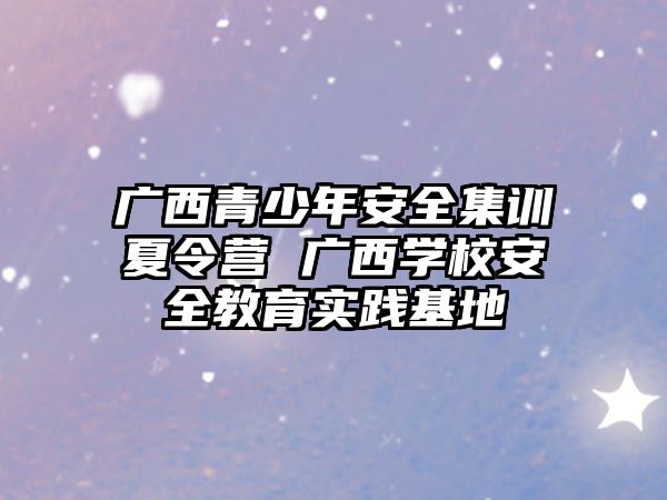 廣西青少年安全集訓(xùn)夏令營(yíng) 廣西學(xué)校安全教育實(shí)踐基地