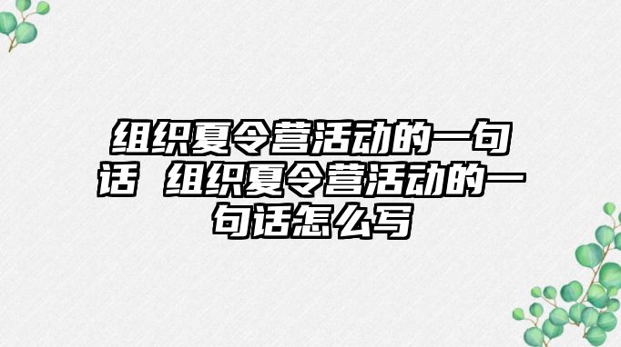 組織夏令營活動的一句話 組織夏令營活動的一句話怎么寫