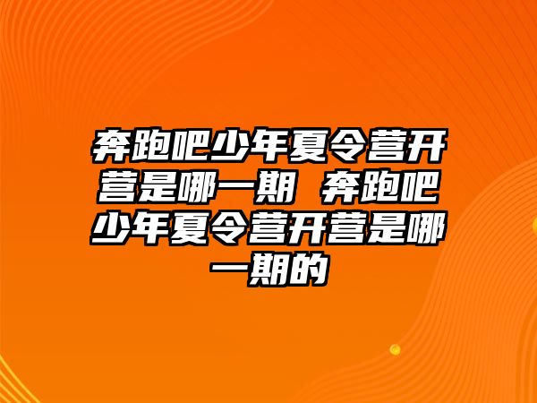 奔跑吧少年夏令營開營是哪一期 奔跑吧少年夏令營開營是哪一期的