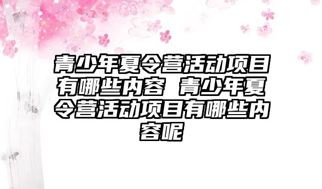 青少年夏令營活動項目有哪些內容 青少年夏令營活動項目有哪些內容呢