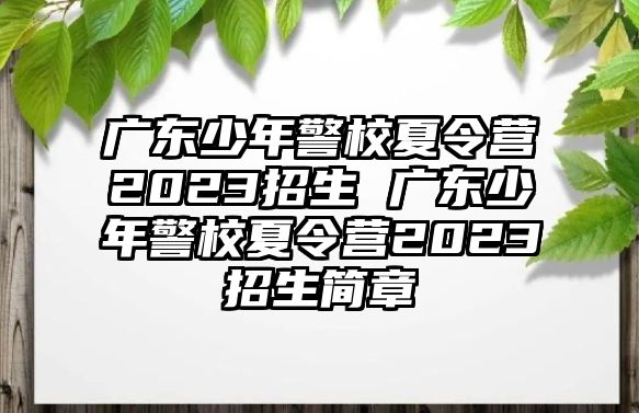 廣東少年警校夏令營2023招生 廣東少年警校夏令營2023招生簡章