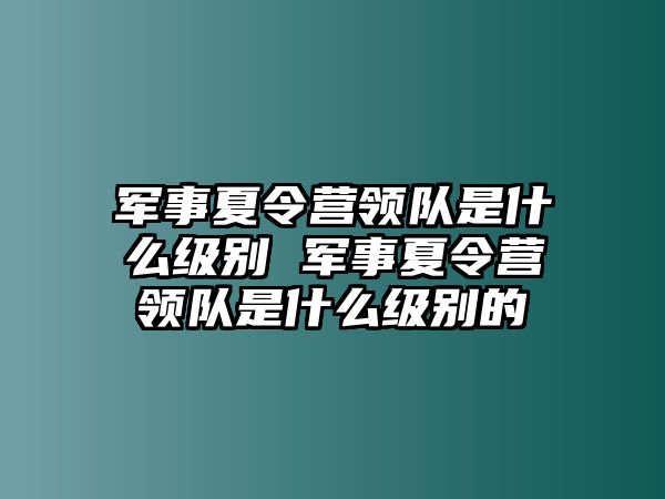 軍事夏令營領隊是什么級別 軍事夏令營領隊是什么級別的