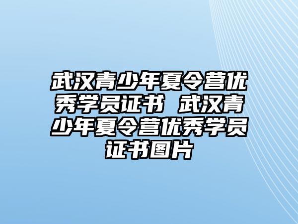 武漢青少年夏令營優秀學員證書 武漢青少年夏令營優秀學員證書圖片