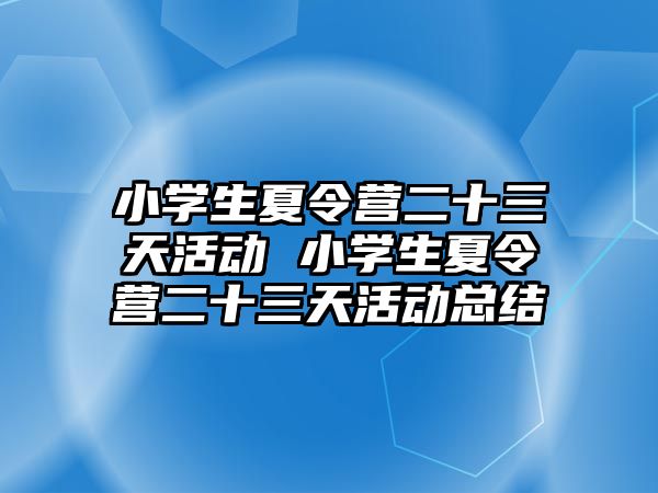 小學生夏令營二十三天活動 小學生夏令營二十三天活動總結