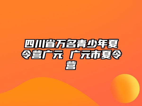 四川省萬名青少年夏令營廣元 廣元市夏令營