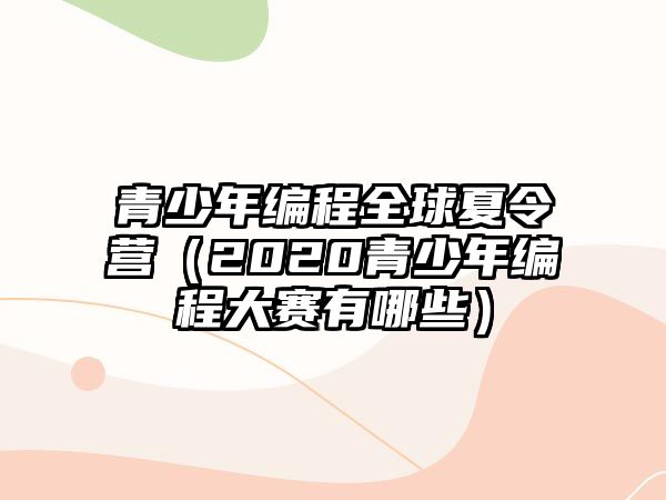 青少年編程全球夏令營（2020青少年編程大賽有哪些）